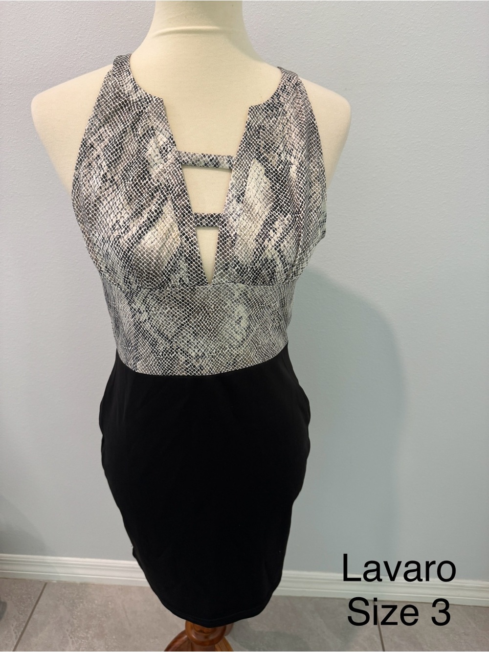 Black and White Snake-Print Midi Dress